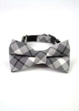 GREY PLAID BOW TIE CAT COLLAR