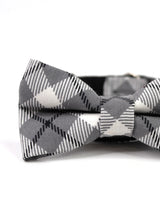 GREY PLAID BOW TIE CAT COLLAR
