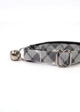 GREY PLAID BOW TIE CAT COLLAR