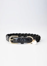 VEGAN LEATHER BRAIDED MIDNIGHT BLACK COLLAR