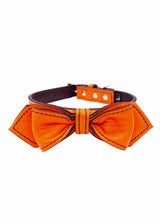 MARTINI LEATHER BOW TIE COLLAR TANGERINE