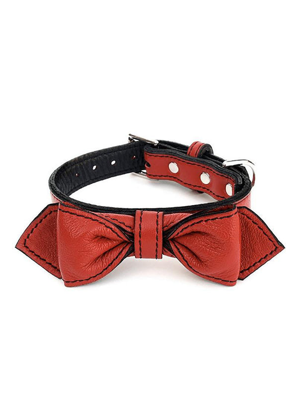 MARTINI LEATHER BOW TIE COLLAR RENEGADE RED