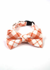 ORANGE PLAID BOW TIE CAT COLLAR