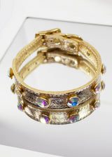 GOLD HOLOGRAPHIC RHINESTONE LEATHER