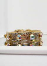 GOLD HOLOGRAPHIC RHINESTONE LEATHER