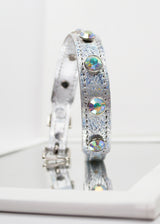 SILVER HOLOGRAPHIC RHINESTONE LEATHER