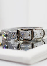 SILVER HOLOGRAPHIC RHINESTONE LEATHER