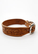 RUSSET HAND TOOLED LEATHER COLLAR